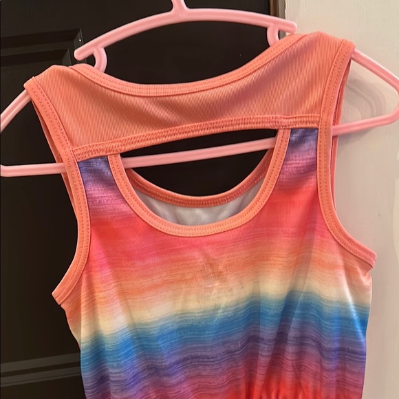 Body Glove Pink and Orange One Piece with Sleeveless Design and Gathered Waist - Picture 6 of 7